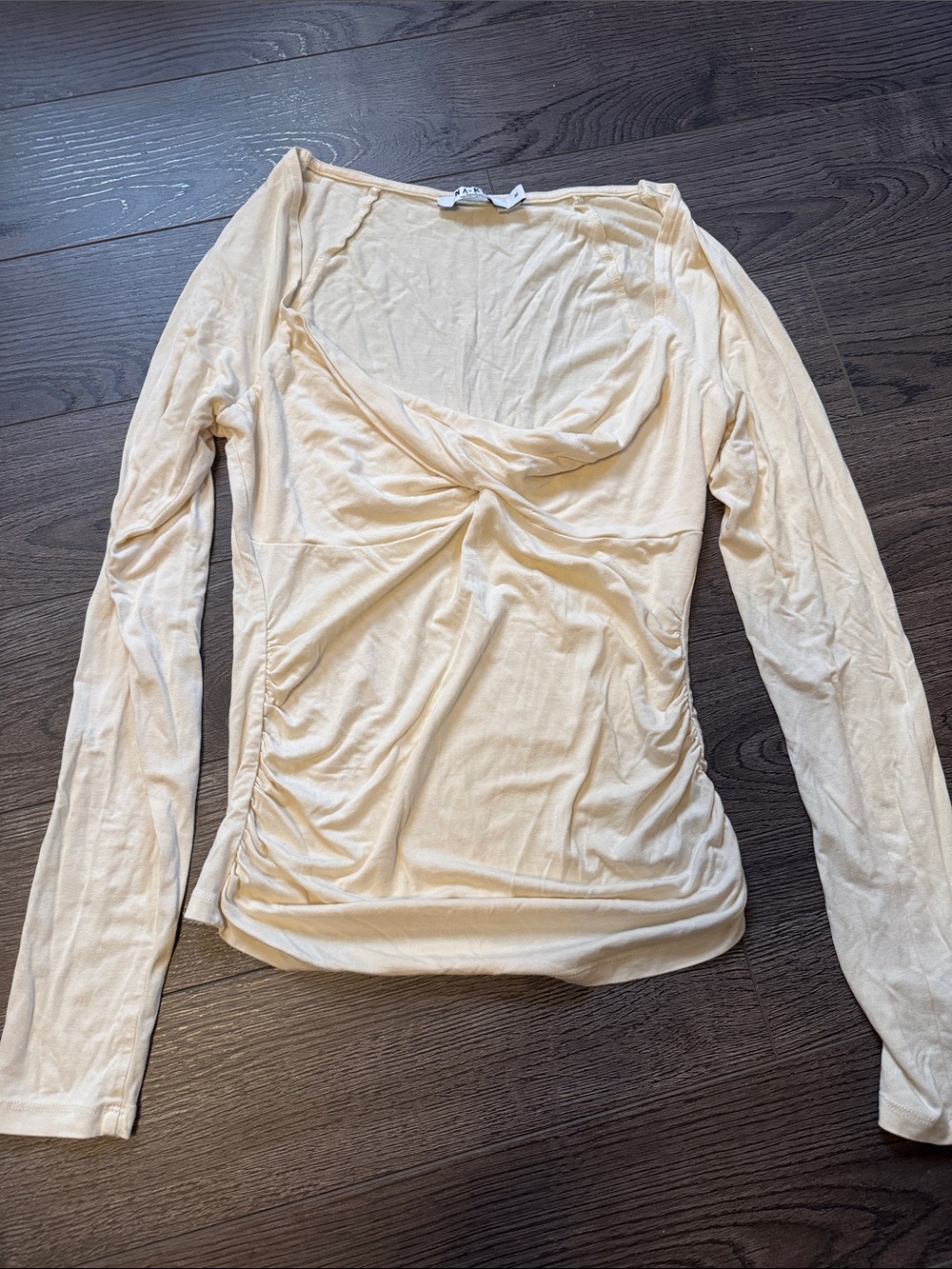 NA-KD Cream Long-Sleeve Twist-Front Women’s Top size M
